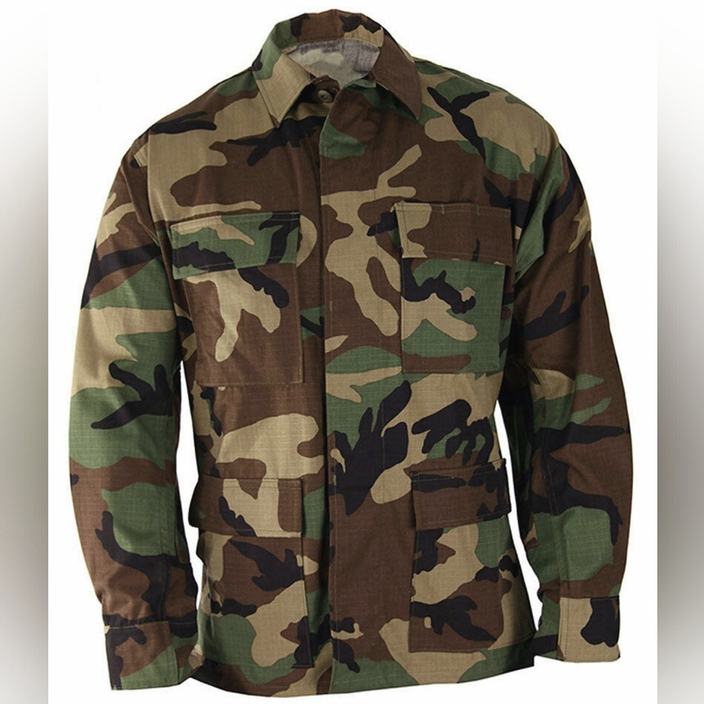 Brown Tan Green Woodland Camouflage Military BDU Jacket